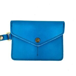 Portland Leather Goods Passport Wristlet Leather Teal Blue New